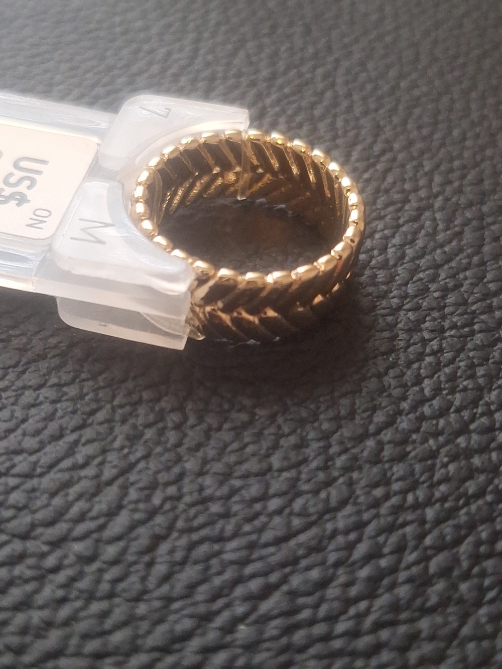 Gold Braided Chevron Band Ring for Women